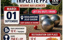 Concours de pétanque Ouvert à tous vétéran en Triplette le 1 septembre 2026 - Saint-Georges-de-Didonne - Charente-Maritime - 17