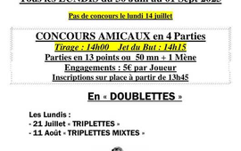 Concours de pétanque Ouvert à tous en Doublette le 30 juin 2025 - Saint-Lunaire - Ille-et-Vilaine - 35