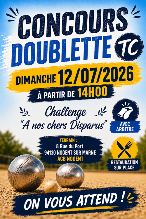 Concours de pétanque en Doublette - Départemental - ACB NOGENT
