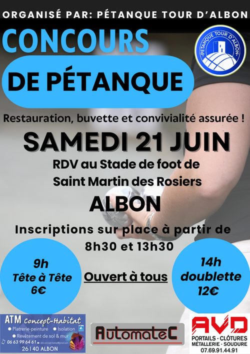 Concours de pétanque en Doublette - Albon