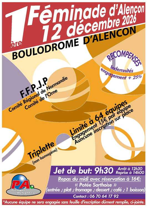 Concours de pétanque en Triplette - Départemental - Alençon