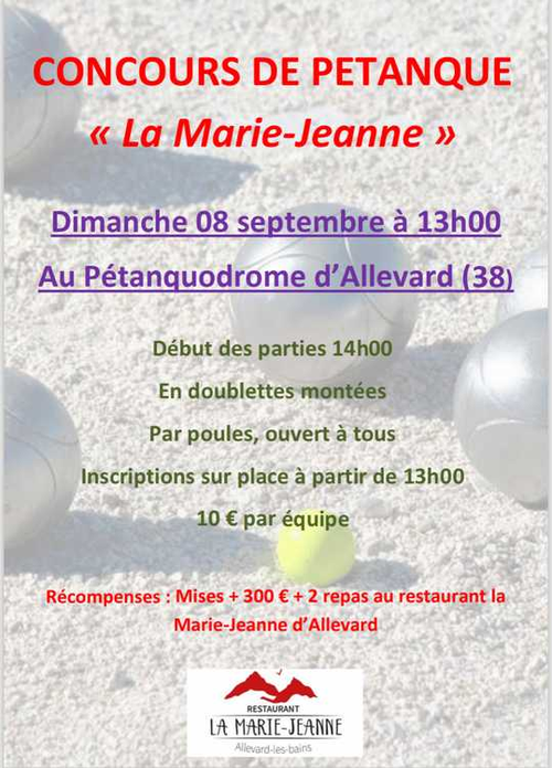 Concours de pétanque en Doublette - Allevard