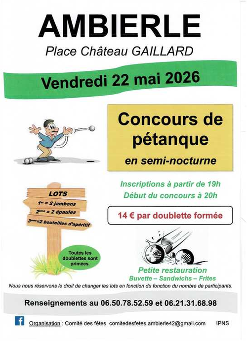 Concours de pétanque en Doublette - Ambierle