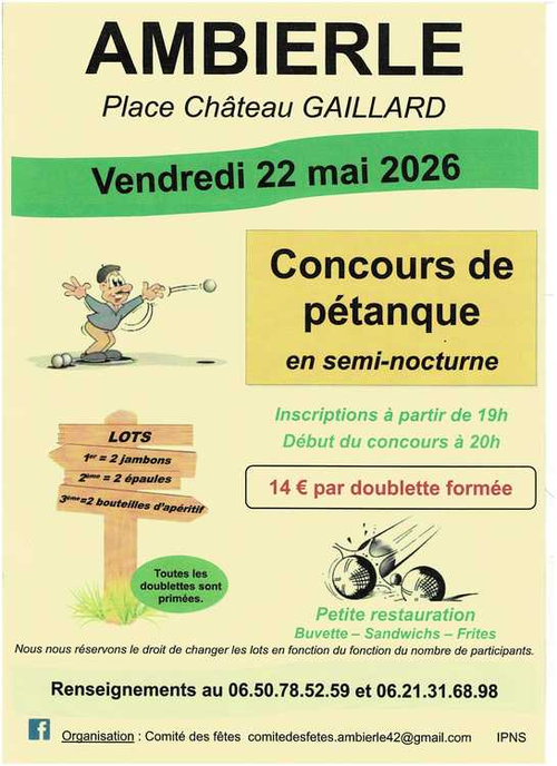 Concours de pétanque en Doublette - Ambierle