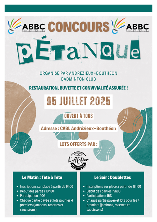 Concours de pétanque en Doublette - Andrézieux-Bouthéon