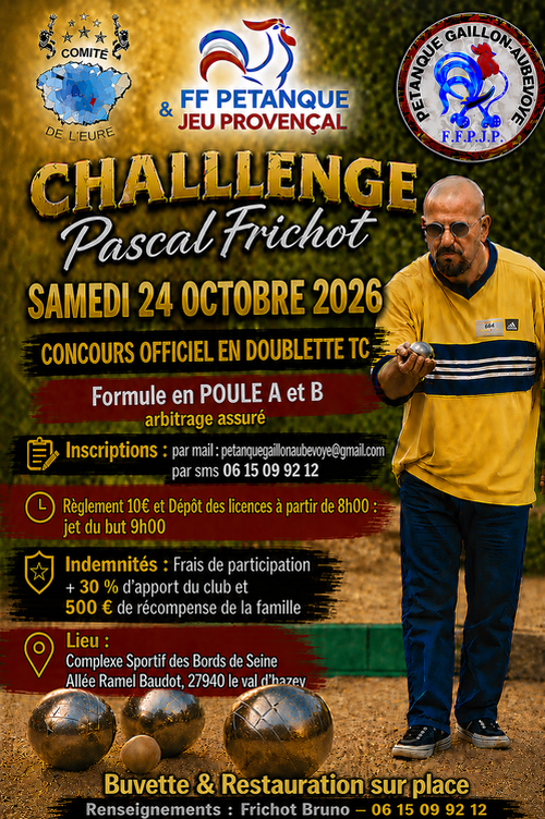 Concours de pétanque en Doublette - Départemental - Aubevoye