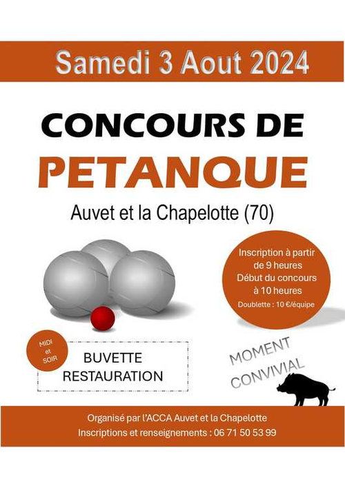 Concours de pétanque en Doublette - Auvet-et-la-Chapelotte