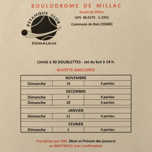 Concours de pétanque en Doublette - Bais