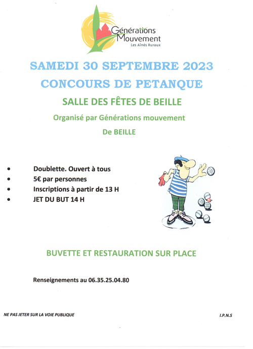 Concours de pétanque en Doublette - Beillé