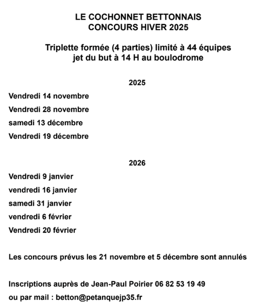 Concours de pétanque en Triplette - Betton
