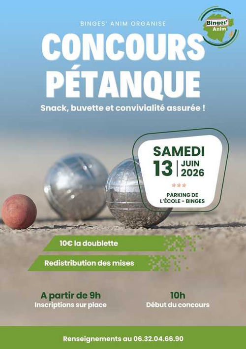 Concours de pétanque en Doublette - Binges