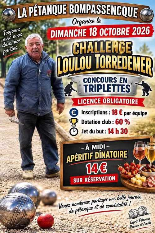 Concours de pétanque en Triplette - Départemental - BOMPAS