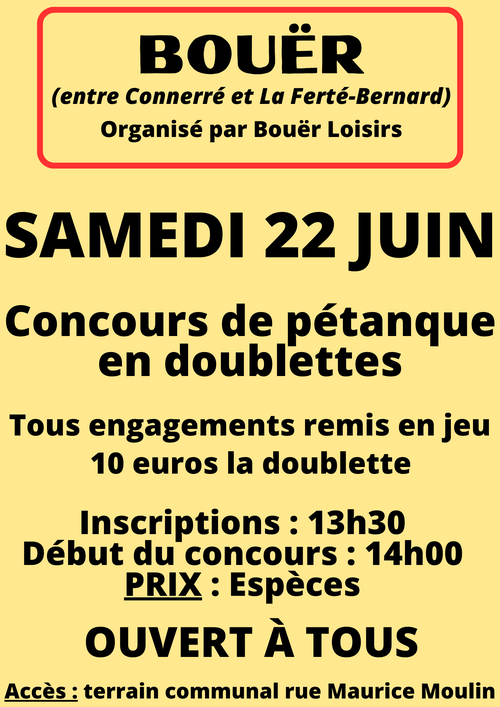 Concours de pétanque en Doublette - Bouër