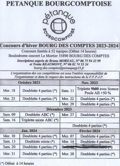 Concours de pétanque en Doublette - Bourg-des-Comptes