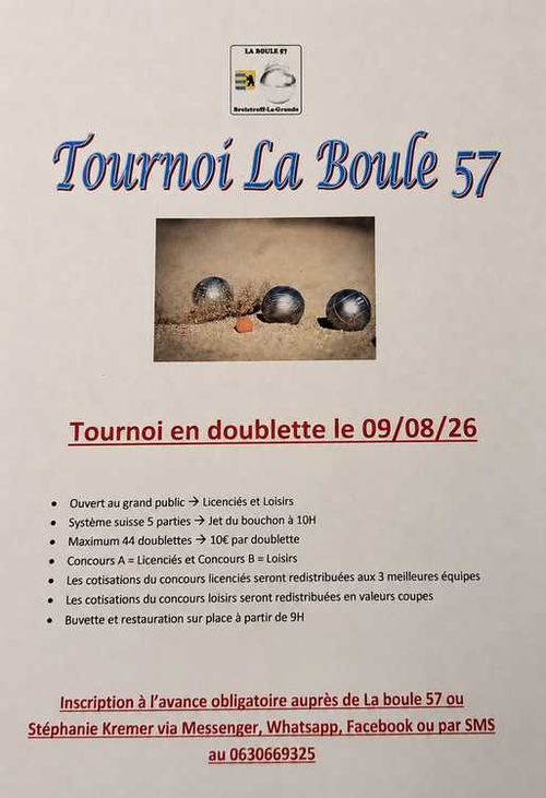 Concours de pétanque en Doublette - Breistroff-la-Grande