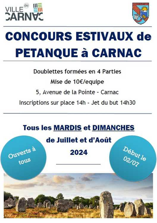 Concours de pétanque en Doublette - Carnac