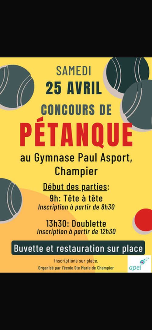 Concours de pétanque en Tête à tête - Champier