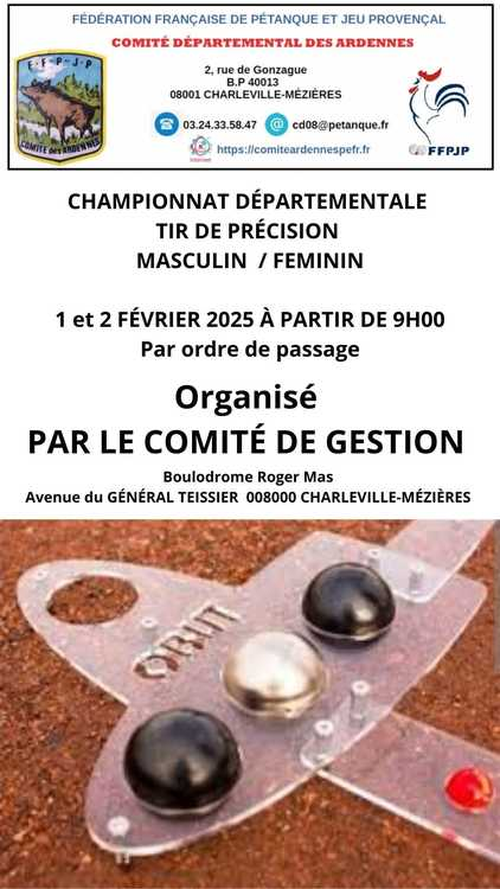 Concours de pétanque en Tête à tête - Tir de précision - Charleville-Mézières