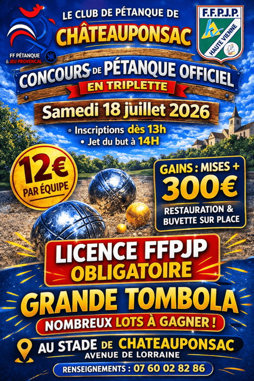 Concours de pétanque en Triplette - Départemental - CHÂTEAUPONSAC