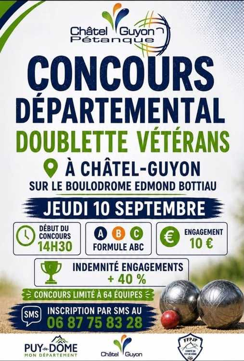 Concours de pétanque en Doublette - Départemental - CHATEL GUYON