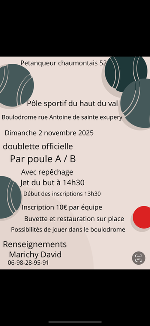 Concours de pétanque en Doublette - Chaumont