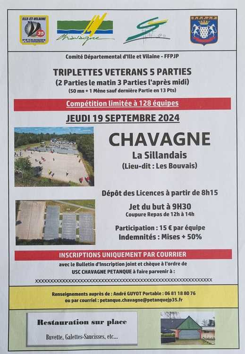 Concours de pétanque en Triplette - Chavagne