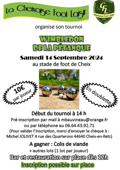 Concours de pétanque en Doublette - Cheix-en-Retz