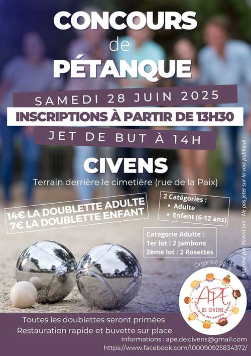 Concours de pétanque en Doublette - Civens
