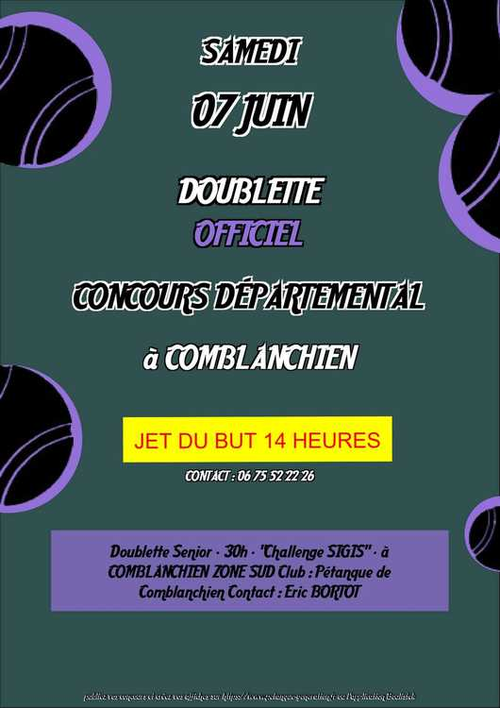 Concours de pétanque en Doublette - Départemental - Comblanchien