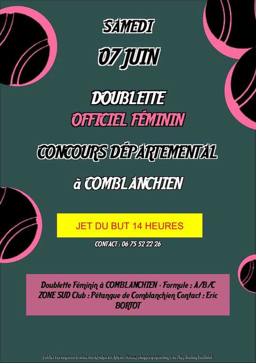Concours de pétanque en Doublette - Départemental - Comblanchien
