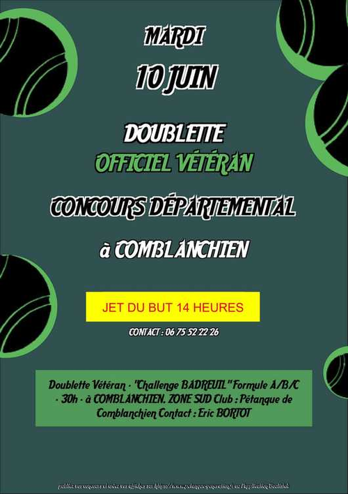 Concours de pétanque en Doublette - Départemental - Comblanchien