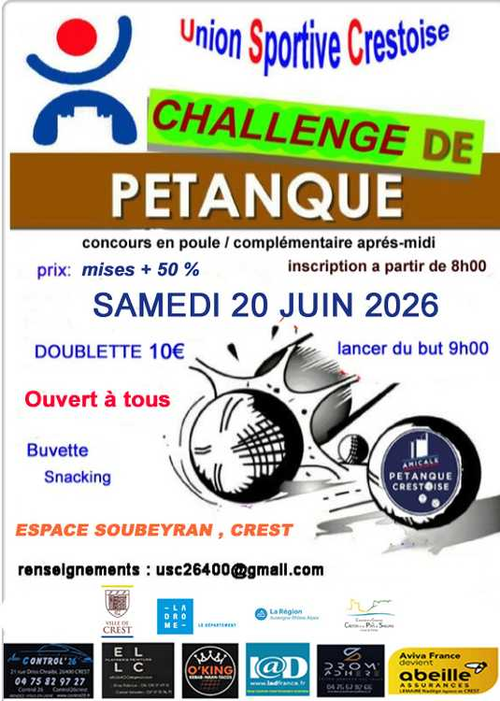 Concours de pétanque en Doublette - Crest