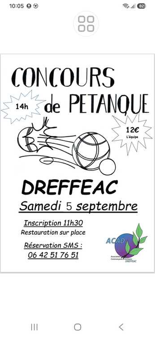 Concours de pétanque en Doublette - Drefféac