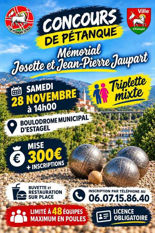 Concours de pétanque en Triplette Mixte - Départemental - ESTAGEL