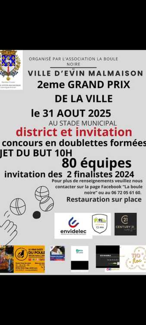 Concours de pétanque en Doublette - Évin-Malmaison