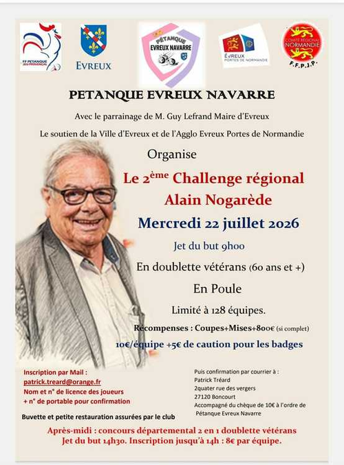 Concours de pétanque en Doublette - Départemental - Évreux