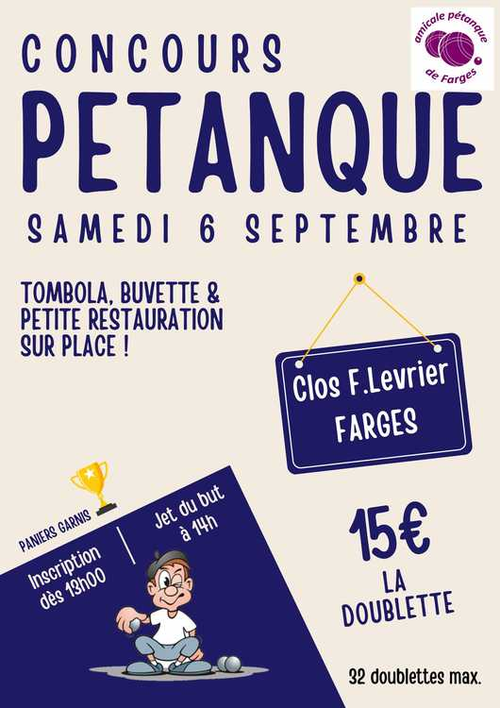 Concours de pétanque en Doublette - Farges