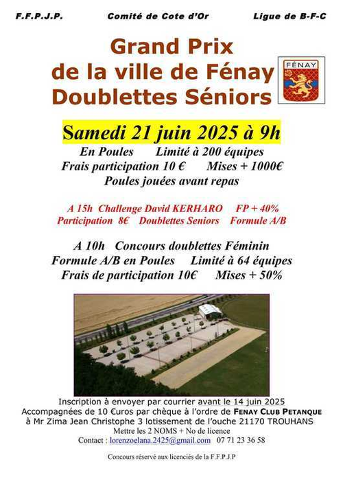 Concours de pétanque en Doublette - Départemental - Fénay