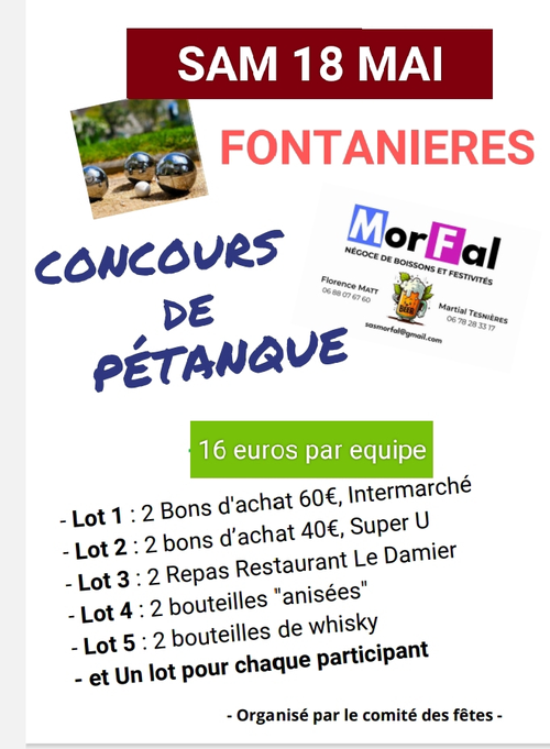 Concours de pétanque en Doublette - Fontanières