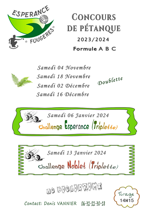 Concours de pétanque en Triplette - Fougères