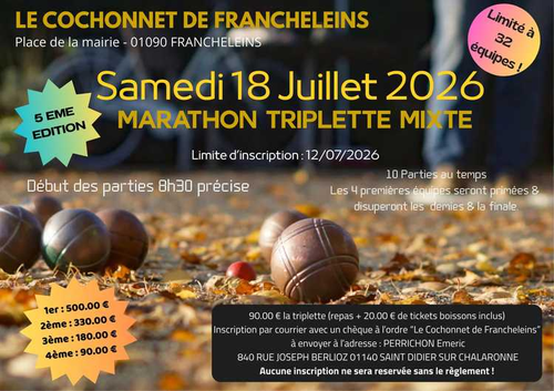Concours de pétanque en Triplette Mixte - Départemental - Francheleins