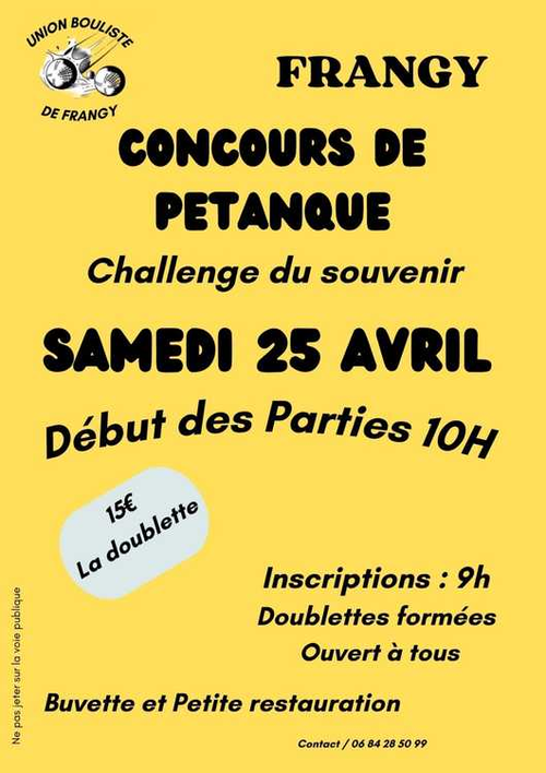 Concours de pétanque en Doublette - Frangy