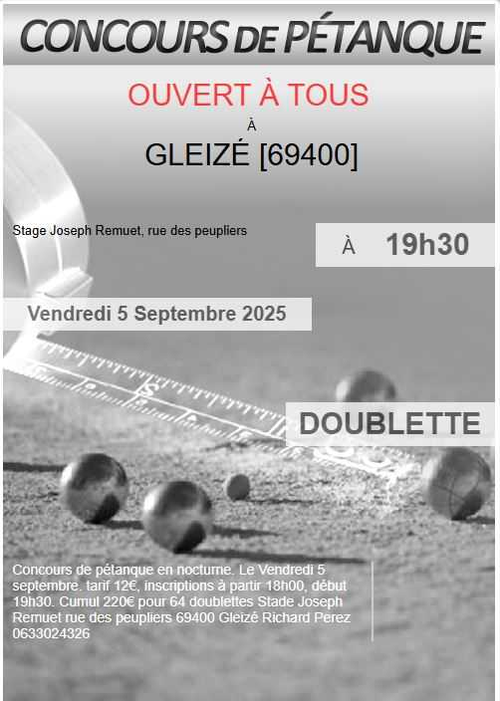 Concours de pétanque en Doublette - Gleizé