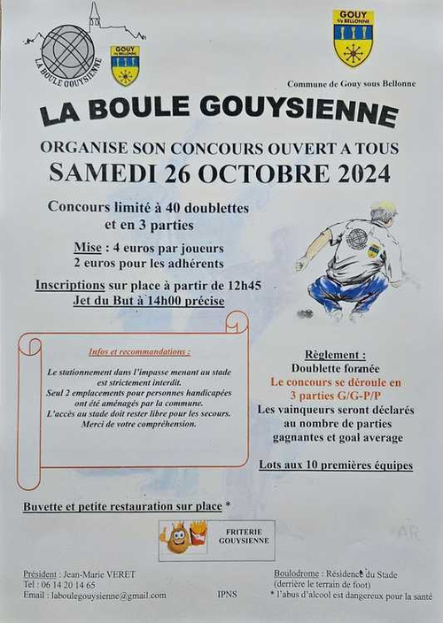 Concours de pétanque en Doublette - Gouy-sous-Bellonne