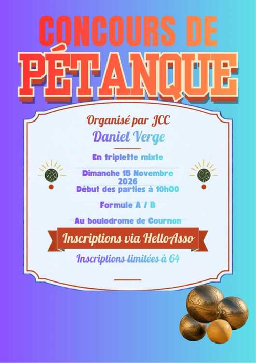 Concours de pétanque en Triplette Mixte - Départemental - JCC