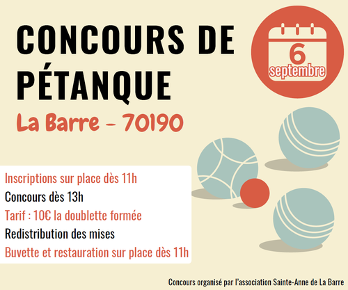 Concours de pétanque en Doublette - La Barre