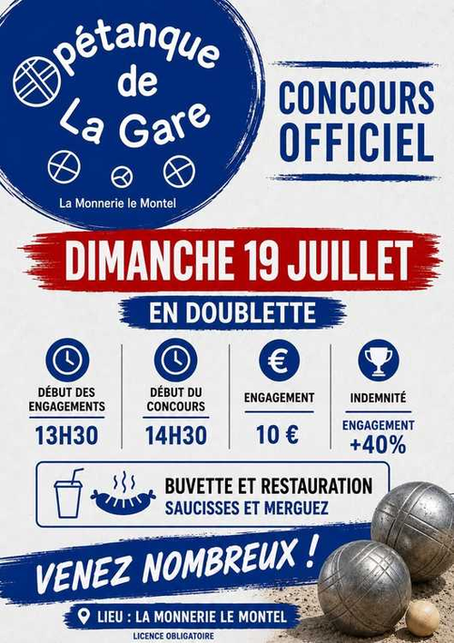 Concours de pétanque en Doublette - Départemental - LA GARE