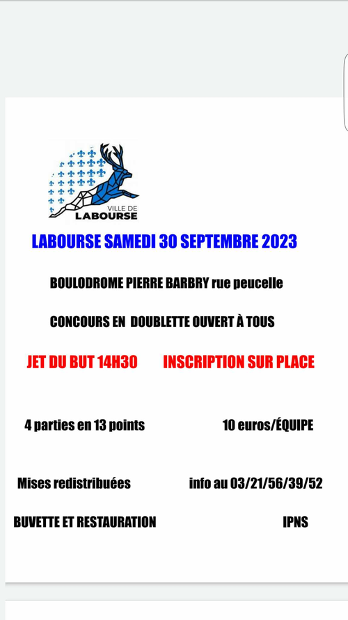 Concours de pétanque en Doublette - Labourse
