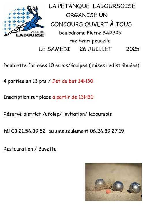 Concours de pétanque en Doublette - Labourse