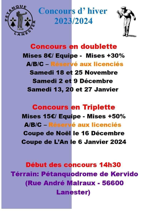 Concours de pétanque en Doublette - Départemental - Lanester
